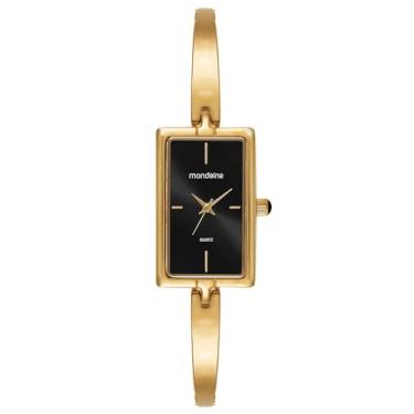 Imagem de Mondaine Relógio Feminino Dourado Metal Quadrado Mostrador Preto