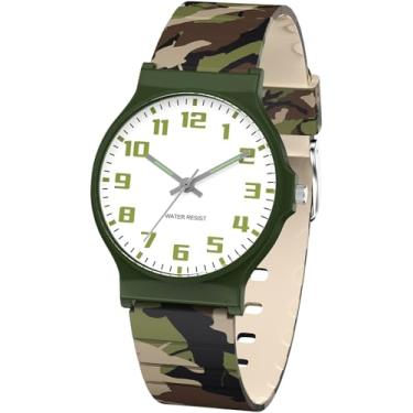 Imagem de SOCICO Relógio analógico infantil para meninos e meninas, camuflagem, à prova d'água, pulseira de borracha, fácil de ler para crianças e adolescentes de 5 a 15 anos, perfeito para presentes