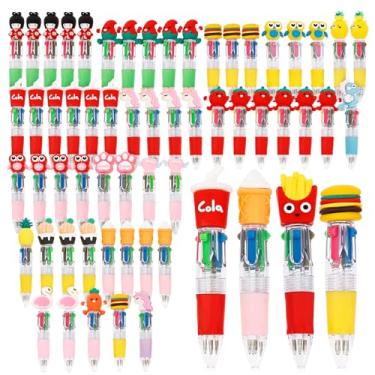 Imagem de 60 canetas multicoloridas em uma para crianças, 4 em 1, canetas esferográficas retráteis, 15 designs fofos, lembrancinhas de festa para crianças (vermelha)