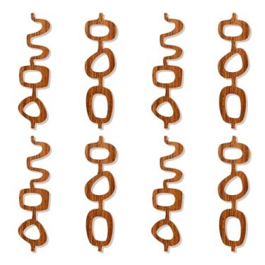 Imagem de Bnesi Pacote com 8 peças de arte de parede de madeira moderna de meados do século painéis de madeira para parede painéis de parede geométricos abstratos de madeira grandes decorativos para quarto