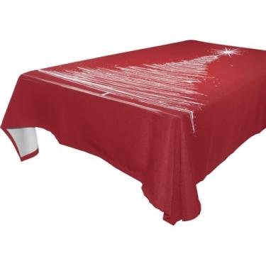 Imagem de Blueangle Toalha de mesa branca brilhante para árvore de Natal – Toalha de mesa retangular de poliéster impermeável e resistente a manchas para ambientes internos e externos, 152 x 304 cm (415)