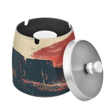 Imagem de Blueangle Cinzeiro Cowboys com tampa para cigarros, à prova de vento/chuva, aço inoxidável, sem fumaça, inodoro, cinzeiro para uso interno ou externo (459)