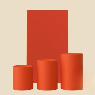 Imagem de Kit Capa De Painel Romano Liso Retângulo Dupla Face Duas Cores E Trio Cilindros De Malha Gel Premium(Terracota)