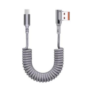 Imagem de Cabo USB C Para USB C Em Espiral De 90 Graus, Carregador Rápido Retrát