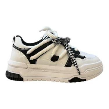 Imagem de Tenis Feminino Ramarim Sneaker Casual Plataforma Conforto Cadarço Duplo Retrô 25-94204 Branco-Feminino