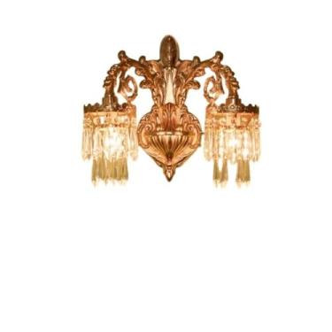 Imagem de Arandela de estilo francês totalmente em cobre - Modelos com uma ou duas lâmpadas para sala de estar, sala de jantar, quarto, corredor e villas de luxo (duas lâmpadas)