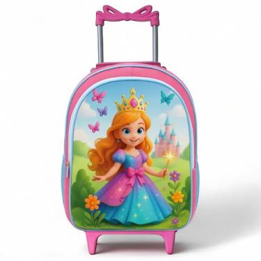 Imagem de Mochila Escolar de Rodinha Infantil Menina Resistente Grande 16L - Pik