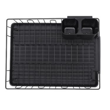 Imagem de Asixxsix Rack de Secagem de Pratos, Escorredor de Pratos de Metal que Economiza Espaço Com Suporte de Utensílio para Balcão de Cozinha, Escorredor ABS de Fio de Ferro de Tamanho Compacto (Preto)