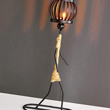 Imagem de Generic Castiçal de Ferro Em Formato Exclusivo Com Candelabro Artístico de Corda de Cânhamo para Decoração de Mesa e Eventos de Festa (Tipo B)