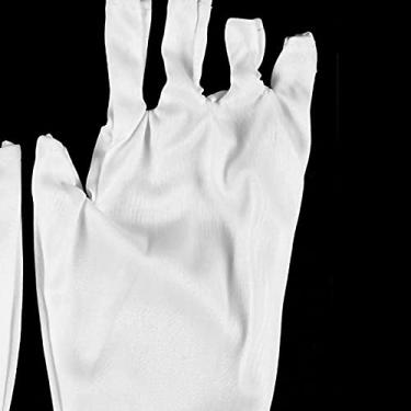 Imagem de Yinhing Luva Elástica Sem Dedos de Malha Branca Luvas Profissionais para Manicure Uso Em Salão de Beleza Trabalho Design Elegante Ajuste Confortável Aplicação Versátil para Nail Art (Curto)