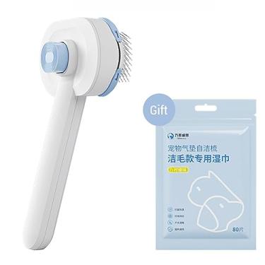 Imagem de Pente de Auto Limpeza com Almofada Ar para Pets Gato e Cão Design Um Clique Confortável Ângulo 15 Agulhas Finas Aço Inoxidável Elástica Dentes Densos