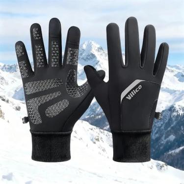 Imagem de Luvas de inverno com tela sensível ao toque à prova de vento, resistentes à água, térmicas ao ar livre, antiderrapante, forradas quentes, dedo inteiro para esportes