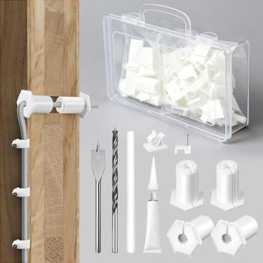 Imagem de Saillong Kit de roteamento de cabos para furo de parede de 9,5 cm compatível com Starlink, 4 peças de ilhós de cabo para passagem de parede, kit de montagem inclui ferramenta de roteamento de clipes