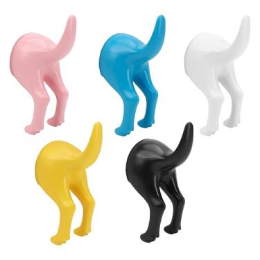 Imagem de Pacote com 5 ganchos para casaco de parede, lindos cabides decorativos para trelas, cavilha de parede de bunda de cachorro para casaco, chapéu, toalha, bolsa, chave, decoração rústica de banheiro de