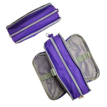 Imagem de Estojo Escolar Duplo Grande Roxo Volta às Aulas Lápis de Cor Caneta Gel Tesoura Borracha Moderno TOP