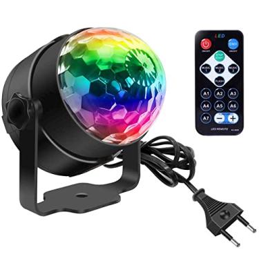 Imagem de Disco Lâmpada de Festa LED Controlada por Música Luzes Rotativas 360 Palco RGB 3W com Controle Remoto para DJ Casa Aniversário KTV