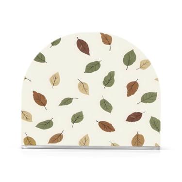 Imagem de Wassud Porta-guardanapos de acrílico folhas de outono moderno dispensador de guardanapo de papel em forma de U para mesa, cozinha, sala de jantar, bancada 1 peça (comporta 50-60 guardanapos)