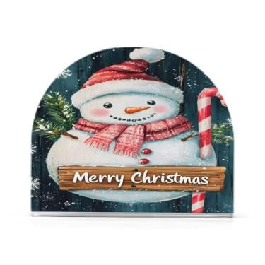 Imagem de xigua Bonito suporte de guardanapo de boneco de neve de Natal para mesas, porta-guardanapos de papel de placa acrílica elegante, dispensador de papel de seda independente moderno para sala de jantar