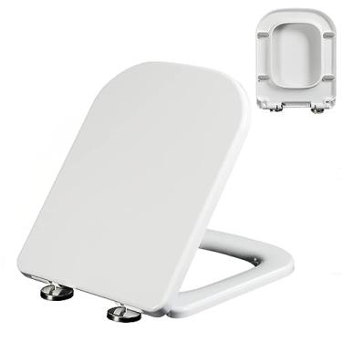 Imagem de Assento sanitário, assento de vaso sanitário, assentos de sanita quadrados, fechamento macio, capa de assento silencioso, liberação rápida, assento de loo de fácil limpeza com fixação superior e