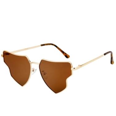 Imagem de JRLLFD Óculos de sol punk feminino, armação de metal luxuosa, óculos de sol para áreas externas, feminino, UV400 (dourado)