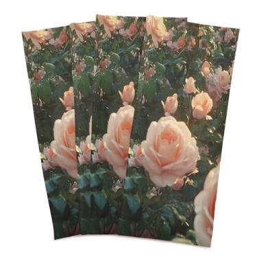 Imagem de xigua Conjunto de 6 panos de prato de cozinha de rosas laranjas de jardim, toalhas de cozinha de secagem rápida altamente absorventes para limpeza de pratos e limpeza manual, 71 x 45 cm