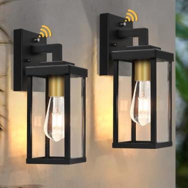 Imagem de ALVIME Luzes externas do crepúsculo ao amanhecer Suporte de parede, luminárias de ônibus, luzes de parede externas, luzes externas de varanda para porta da frente, entrada, garagem, pátio, base E26 e