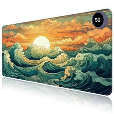 Imagem de Mouse pad aquecido com 3 níveis aquecidos e 3 horas de desligamento automático para aquecer as mãos no escritório, casa, tapete de mesa grande seguro de 80 cm x 33 cm, aquecedor de mão, lua ondulada