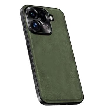 Imagem de HAOMRIYL Capa para Oppo Find X9/X9pro, capa de telefone de couro retrô minimalista fina proteção total da lente anti-arranhões, verde, X9Pro