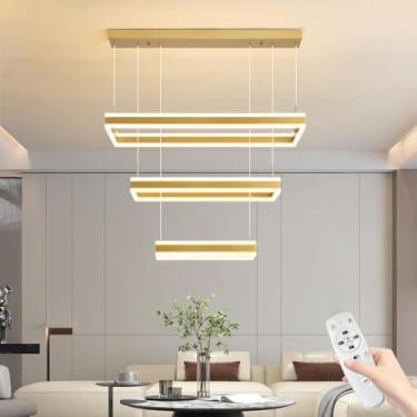 Imagem de Matven Luminária pendente de teto moderna, lustre de LED com controle remoto regulável em 3 modos de cores e brilho, luzes pendentes anticintilação luminária ilha de cozinha para sala de jantar, sala