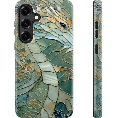 Imagem de Esdot Capa para Samsung Galaxy S24 Plus - Compatível com carregamento sem fio - Silicone macio de camada dupla + capa rígida - Design de flores silvestres - Capa protetora para celular para mulheres e