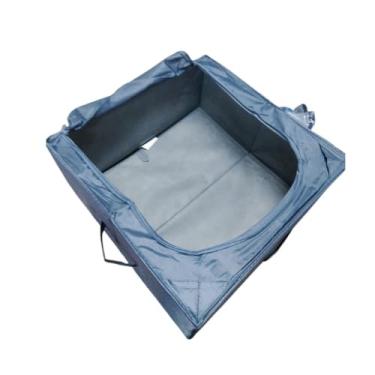 Imagem de Caixa Organizadora Dobrável em TNT, Cinza, 38x38x20cm, com Zíper e Alça, Resistente à Poeira e Umidade, para Roupas e Acessórios