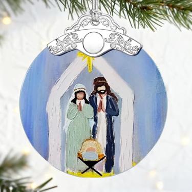 Imagem de Presentes cristãos: Enfeites de Natal de presépio (decorações de árvore de Natal) | Decoração de feriado cristã, ornamento de sagrada família, presentes religiosos, presente de batismo e presente