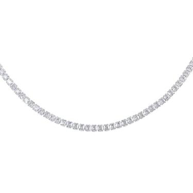 Imagem de Jovialpixie Colar de tênis feminino banhado a ouro 14K com pedras de zircônia cúbica e corrente ajustável de 33 a 45 cm, presente para Natal, batismo, casamento, aniversário, aniversário (caixa