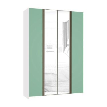 Imagem de Guarda Roupa 4 Portas 159,2 Cm Branco Com Verde Jade