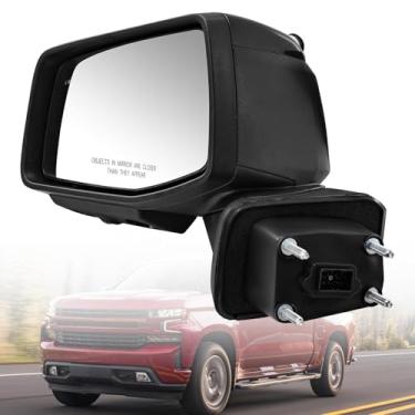 Imagem de Uritue Espelho do lado esquerdo do motorista serve para Chevy Silverado 1500 GMC Sierra 1500 2019-2024 com suporte de câmera, vidro aquecido dobrável, ajuste com luz de seta, suporte BSM com memória