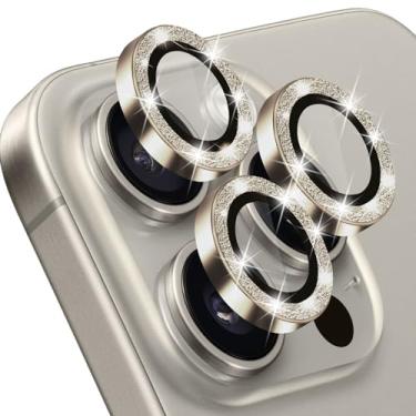 Imagem de Hsefo Compatível com iPhone 15 Pro e 15 Pro Max, protetor de lente de vidro temperado 9H, protetor de tela à prova de choque de titânio natural