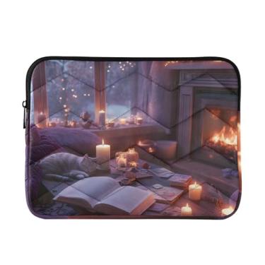 Imagem de Capa protetora acolchoada para laptop, lareira, Natal, à prova de choque, capa protetora para notebook de 13 polegadas