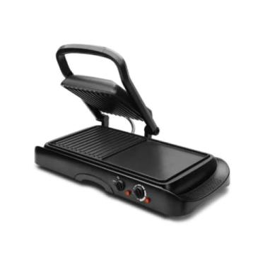 Imagem de Chapa Grill 2 em 1 Chapas Flutuante e Lisa Churrasco Grelha Misteira Preto(127 v)