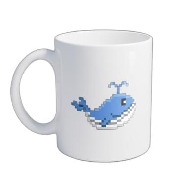 Imagem de Caneca Xícara de Café Porcelana 300ml Com Desenho Baleia Fofa