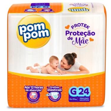 Imagem de Fralda Pom Pom Protek Proteção de Mãe Jumbo  Tamanho G  24 Unidades