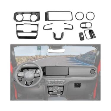 Imagem de RT-TCZ Kit de acabamento interno de fibra de carbono acessórios de decoração de console central para Jeep Wrangler JL JLU & Gladiator JT 2024 2025, 11PCS