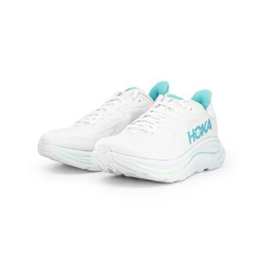 Imagem de HOKA Clifton 10 Tênis feminino, Branco/azul cielo, 7.5 Wide