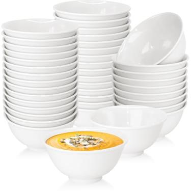 Imagem de KisSealed Conjunto de 36 tigelas de 241 g, tigelas redondas de melamina, inquebráveis, brancas, redondas, sopa, sopa, salada, tigelas para macarrão, cereais, sopa, lava-louças