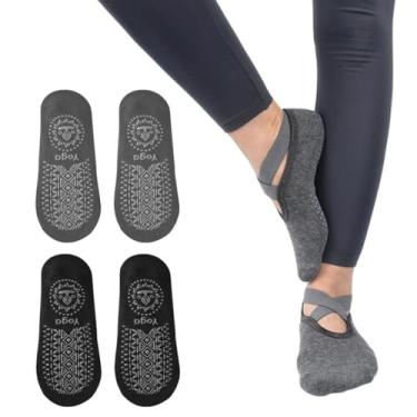 Imagem de 4 pares de meias de ioga, aderência antiderrapante, dança de balé de pilates