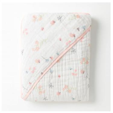 Imagem de Toalha Soft com Capuz 80x80cm – 100% Algodão, 3 Camadas Ultra Macias, Para Bebês e Crianças Pequenas, Ideal para Banho, Piscina e Enxoval (Branco/Rosa.)