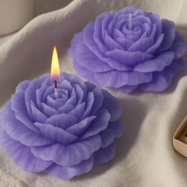 Imagem de Vela Flor Rosa Peônia 100g Kit 10 Unidades Premium Eventos Decoração Lembrancinhas Romântica (Lilás)