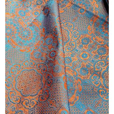 Imagem de JUANJUAN Tecido brocado por jarda, 73 cm para bricolage, artesanato, brilho luxuoso, vestido de casamento drapeado leve e nítido, fantasias, moda, SE (tamanho: 1 m/39,3 polegadas, cor: 33- laranja
