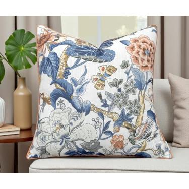Imagem de VAGMINE Cordelia Capa de almofada decorativa com estampa de jardim - Fronha para sofá de sala de estar, capa de almofada de sofá, capas de almofada de cadeira - 50 x 50 cm