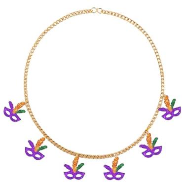 Imagem de LKingel Colares de carnaval para mulheres, pingente de máscara, chapéu, pingente, colar, gargantilha de carnaval, desfile, festas, roupas de carnaval, acessórios, Large, Acrílico, Sem Pedra Preciosa
