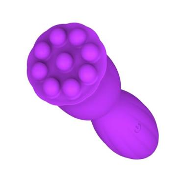 Imagem de Mini massageador portátil, silicone calmante à prova d'água, para ombro, costas, pescoço, cabeça e corpo inteiro, carregador USB, configurações de modo de 10 velocidades, roxo